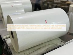 Giunto inferiore o uguale a 2 Film di laminazione con rivestimento opaco che incorpora trattamento Corona su uno o entrambi i lati per adesione e finitura superiori